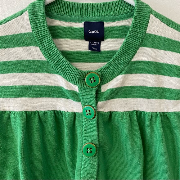 GAP GREEN & WHITE STRIPED CARDIGAN - Picture 4 of 10